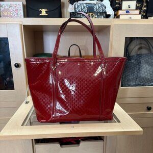Live Show Gift Gucci Micro Guccisima Red Patent Leather Tote Bag